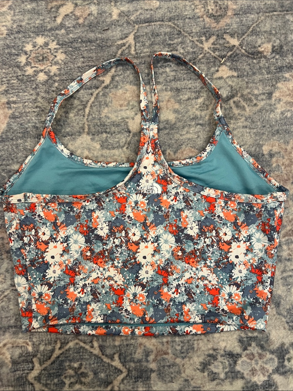 The North Face Women's Floral Racerback sports bra in Blue and Orange size M. - Picture 3 of 5